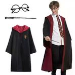 Güvenle Al Harry Potter Gryffindor Kapişonlu Çocuk Kostüm + Asa + Gözlük Seti 5-6 Yaş (4745)
