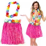 Güvenle Al Hawaii Luau Aloha Pembe Püsküllü 40 cm Etek ve Hawaii Kolye Seti (4745)