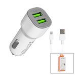 Güvenle Al İPHONE - KABLOLU OTO - ARAÇ ÇAKMAKLIK ŞARJ BAŞLIK SET 3.1A - 15.5W - 1MT KABLO HY-X44 (4745)