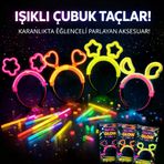 Güvenle Al Karanlıkta Parlayan Glow Taç Seti 12 Adet – Yıldız Kalp Ay Çiçek (Her Model 3 Adet) (4745)