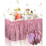 Güvenle Al Kendinden Yapışkanlı Rose Gold Metalize Püsküllü Masa Eteği – 75 x 275 cm Parti Süslemesi (4745)
