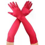 Güvenle Al Kırmızı Renk Dirseğe Kadar Uzun Kumaş Eldiven 40 cm (4745)
