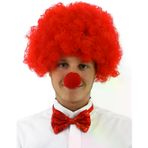 Güvenle Al Kırmızı Renk Kıvırcık Afro Bonus Peruk Takma Saç ve Kırmızı Burun Seti (4745)