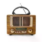 Güvenle Al Küçük Mini Boy Retro Ahşap Tasarım Bluetooth Hoparlörlü Radyo – FM/AM Destekli, Şarjlı ve Taşınabilir Radyo NS-8108 (4745)