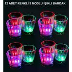 Güvenle Al LED Işıklı Eğlence Bardakları - 3 Modlu Renk Değiştiren Bardak 12 Adet (4745)