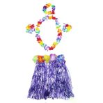 Güvenle Al Luau Aloha Hawaii Kolye Etek Taç ve Bileklik Seti Mor (4745)