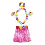 Güvenle Al Luau Aloha Hawaii Kolye Etek Taç ve Bileklik Seti Pembe (4745)