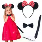 Güvenle Al Minnie Mouse Kostüm Seti Taç Kuyruk Papyon Gösteri Seti (4745)