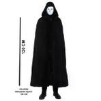 Güvenle Al Siyah Kapüşonlu 120 cm Pelerin ve Beyaz Boyanabilir Tam Yüz Maske (4745)