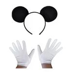 Güvenle Al Siyah Mickey Mouse Tacı ve Beyaz Eldiven Seti (4745)