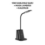 Güvenli Şarj Ve Modern Tasarım 3’Ü 1 Arada Kablosuz Şarjlı Masa Lambası Kalemlik