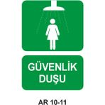 Güvenlik Duşu Kadın Figürlü Iş Güvenliği Uyarı Levhası - 25x35