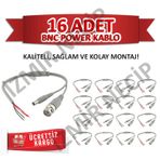 Güvenlik Kamerası Montaj Kablo Seti Bnc Power Bir Arada 16Li Set