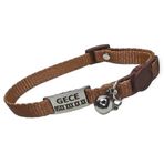 Güvenlik Kilitli isimli Kedi Tasması, isimlikli Kedi Tasması, Kedi Künyesi, Safety Click tasma kahverengi