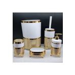 GuvenliPazar 5 Parça Yuvarlak Akrilik Ferforje Kafes Banyo Seti Beyaz Gold