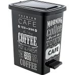 GuvenliPazar Plastik 25 Lt Slim Pedallı Çöp Kovası Beyaz Siyah Yazı Desenli (Iç Kovalı) - 39.5 cm x 27.5 cm x 45.3 cm