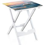 GuvenliPazar Plastik Portatif Katlanır Çok Amaçlı Sehpa Masa Deniz Feneri Desenli 38X44 Y50 cm