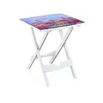 GuvenliPazar Plastik Portatif Katlanır Çok Amaçlı Sehpa Masa Lale Desenli 38X44 Y50 cm