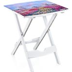 GuvenliPazar Plastik Portatif Katlanır Çok Amaçlı Sehpa Masa Lale Desenli 38X44 Y50 cm