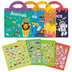 GUYUCOM 4'lü paket tekrar kullanılabilir 3D çıkartma kitabı, çocuklar için, taşınabilir, su geçirmez, 2 yaşından büyük erkek ve kız çocukları için uygundur, 2 3 4 5 yaş için çocuk hediyesi oyuncak