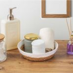 Güzel Hediyem 15293 Çok Amaçlı Yuvarlak Dekoratif Hasır Sepet Düzenleyici Organizer Ekmeklik - Beyaz - 0,5 L