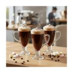 Güzel Hediyem 3’lü Cam Kupa Seti 250 ml – Ayaklı Şeffaf Kahve ve Tatlı Bardağı –, Cappuccino, Çikolata Için - 0 - Siyah - Option-1