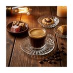 Güzel Hediyem 6’lı Cam Kahve Fincanı Seti – Boncuk Kulplu Şeffaf Espresso & Türk Kahvesi Fincan Takımı (Tabaklı) - 001-Renkli