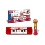 Güzel Hediyem Bontempi Elektronik Karaoke Seti, 24 Tuşlu Işıklı Org ve Mikrofon, Müzik Eğitim Seti, 3+ Yaş (Kırmızı) - -
