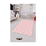 Güzel Hediyem Pelangi Pembe Yıldızlı Çocuk Odası Yıkanabilir Kaymaz Taban Leke Tutmazbebek ve Çocuk Odası Halısı, Pembe-Beyaz 60 x 200 - Option-1 - Ahşap