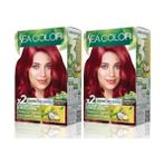 Güzel Hediyem Sea Color Amonyaksız, Vegan, Doğal, Besleyici Kalıcı Saç BOYASI%100 Beyaz Kapama (1 Paket 2 x 50 ml Boya & Oksidan) (Çilek Kırmızısı 5.65) (2 Paketi)