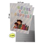 Güzel Yazı Defteri Küçük Boy 14,5x21 cm 24 Yaprak 3 Adet Klavuzlu Standart Çizgili Yazı Defteri Dik Temel Harfl 1. Sınıf