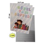 Güzel Yazı Defteri Küçük Boy 14,5x21 cm 24 Yaprak 3 Adet Klavuzlu Standart Çizgili Yazı Defteri Dik Temel Harfl 1. Sınıf