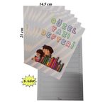 Güzel Yazı Defteri Küçük Boy 14,5x21 cm 24 Yaprak 6 Adet Klavuzlu Standart Çizgili Yazı Defteri Dik Temel Harfl 1. Sınıf