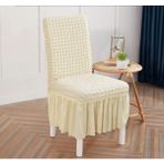 Güzelevim Tekstil Bürümcük Etekli Lastikli Esnek (1 Adet) Sandalye Kılıfı Sandalye Örtüsü - 38 x 56 cm - Naturel