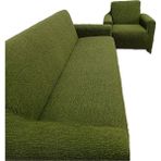 Güzelevim Tekstil Jakarlı Düz Desen Koltuk Takım Kılıfı 3+3+1+1 Elastikli Koltuk Örtüsü - 180 x 230 cm - Haki Yeşili