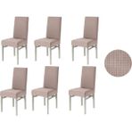 Güzelevim Tekstil Likralı Pitikare Desen Lastikli 6'lı Sandalye Kılıfı Sandalye Örtüsü GZL0000240 - 38 x 56 cm - Vizon