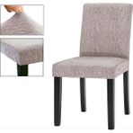 Güzelevim Tekstil Sandalye Kılıfı Jakarlı Düz Desen Lastikli (1 Adet) Sandalye Örtüsü - 40 x 55 cm - Vizon
