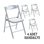 Güzelkan Madeni Eşya 1055 Katlanır Beyaz 4 Adet Mutfak Sandalyesi
