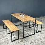 Güzelkan Madeni Eşya Masa Takımı Bench Bank Masa Seti 120x60 Masa Mutfak Masası Yemek Masası 1224