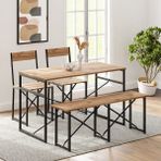 Güzelkan Madeni Eşya Mutfak Masası Bench Bank 120x60 Masa Set 2 Adet Sandalye Yemek Masası Çam 1225