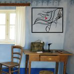 Güzellik Rüzgar Minimalist Duvar Sanatı, Metal Duvar Dekoru, Metal Duvar Asmaları, Ev Oturma Odası Yatak Odası Dekorasyonu, Kadın Figürü (30" G x 24" Y / 75x60cm, Siyah Kırmızı)
