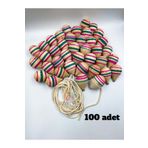 GÜZELYÜZ AVM 100adet Ahşap Topaç Nostaljik Oyuncak Doğal Çocuk Oyuncağı 1,5metre Ipli Fıtça Oyunu Fırıldak Topacı