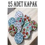 GÜZELYÜZ AVM 25 Adet Desenli Konserve Kavanoz Kapağı 82mm Silikonlu | Konserve Kapak Orijinal Kapak