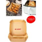 Güzelyüz Avm 48 Adet Kare Airfryer Pişirme Kağıdı Hava Fritözü Kare Model Pişirme Kağıdı Airfryer Yağsız Firitöz - Kahverengi