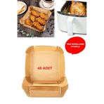 GÜZELYÜZ AVM 48 Adet Kare Airfryer Pişirme Kağıdı Hava Fritözü Kare Model Pişirme Kağıdı Airfryer Yağsız Firitöz
