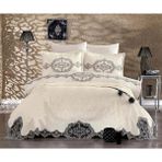 Güzide Livza Çeyiz Paketi 14 Parça Ekru- Gümüş - Krem - 240 x 260 cm