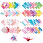 gvivej Origami Kağıt, 200 Yaprak Katlanır Kağıt, 15 x 15 cm Kare Origami Kağıdı, Kendin Yap El İşi Projeleri için Renkli Kağıt, Çiçek Deseni
