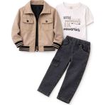 Gvn Kids Erkek Çocuk 3’lü Takım (Ceket + Tişört + Kot Pantolon) - 3 - 4 Yaş - 02S-Bej