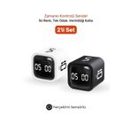 GWORKE GT-1 İkili Set | Pomodoro Zamanlayıcı Küp | Flip Timer | Öğrenci Ders Çalışma Saati - Siyah & Beyaz