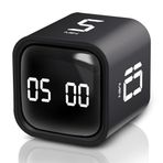 GWORKE GT-1 Pomodoro Zamanlayıcı Küp, Flip Timer, Öğrenci Ders Çalışma Saati, 5/10/30/60 dk & Özel Geri Sayım, USB Şarjlı, Sessiz/Titreşimli Alarm, Mutfak Kronometresi - Siyah